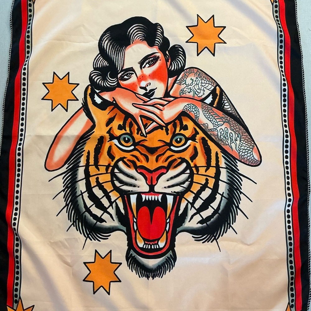 Tattoo Art Tiger Print Scarf